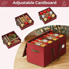 Large Christmas Ornament Storage Box, Dual Zippers, Stackable Christmas Storage Container with Lid, 6 Trays, 600D Oxford, Fits 54-4”, Red - Image 5