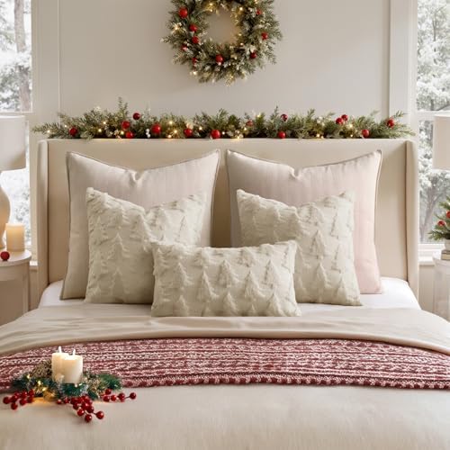 MIULEE Christmas Throw Pillow Covers Beige Set of 2 22x22 - Image 3
