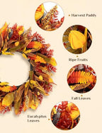26" Fall Wreaths for Front Door: Autumn Eucalyptus Leaf Wreath - Image 6