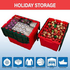 Akro-Mils KeepBox 18 Gal Storage Box, Lid Attached, Stackable, Red/Green - Image 4