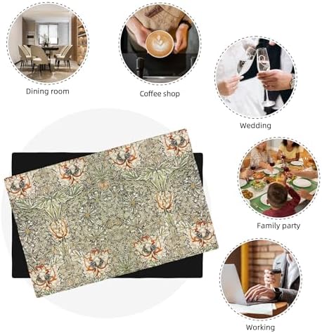 Morris Printed Placemats, Vintage Natural Botanical Style Set of 6 for Party Kitchen Dining Decorations, 12 X 18 Inches - Image 6