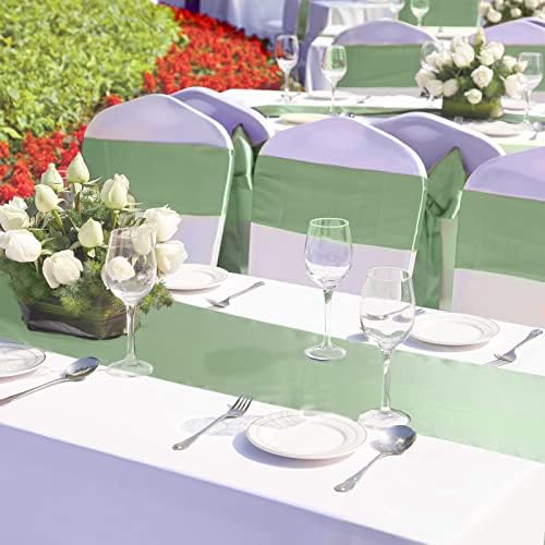 Bencailor 24 Pcs Green Satin Table Runners Bulk, 12 x 108 Inch - Image 2