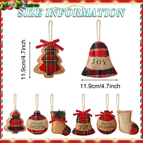 24 Pcs Burlap Christmas Ornaments Set Mini Stockings Funny,Rustic - Image 3