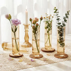 Didaey 12 Pcs Acrylic Bud Vases Amber, Cylinder Vase for Rose Centerpieces - Image 2