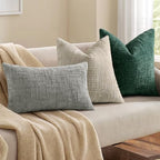 decorUhome Textured Chenille Throw Pillow Covers 24x24 Set of 2 Green - Image 5
