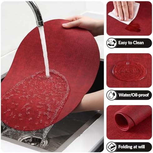 homing Heat Resistant Oval Placemats Set of 6, Red - Image 5