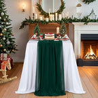 Emerald Green Chiffon Table Runner 10 Pieces 10Ft Boho Christmas Runners by QueenDream