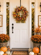 26" Fall Wreaths for Front Door: Berry Autumn Wreaths with Hanger - Image 2