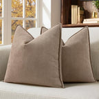 MIULEE Pack of 2 Coco Brown Euro Shams Chenille Pillow Covers 26x26 Inch by MIULEE