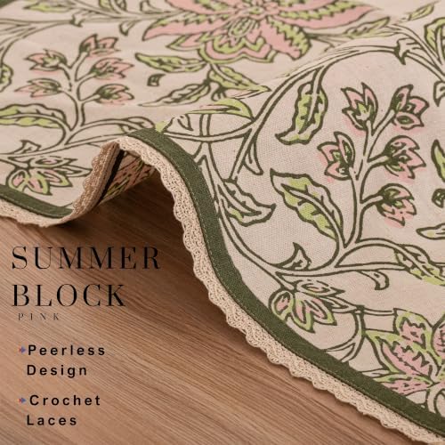 Lace Cloth Napkins, Cotton Linen, 12 Pack, 20x20 Inch, Summer Block Pink - Image 4