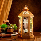 Large Ramadan Decorations for Home 11'' LED Eid Mubarak Candle Lantern Decorative Moon Star Hexagon Ramadan Lantern LED Vintage Metal Hanging Holder for Indoor Outdoor Tabletop Festival Party Decor - Image 3