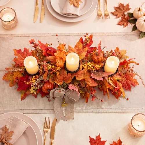 Hotop Fall Centerpieces for Tables Decorations with 3 Candle Holder - Image 6