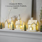 White Christmas Village Houses, Glazed Ceramic Houses with Xmas Trees Set - Image 6