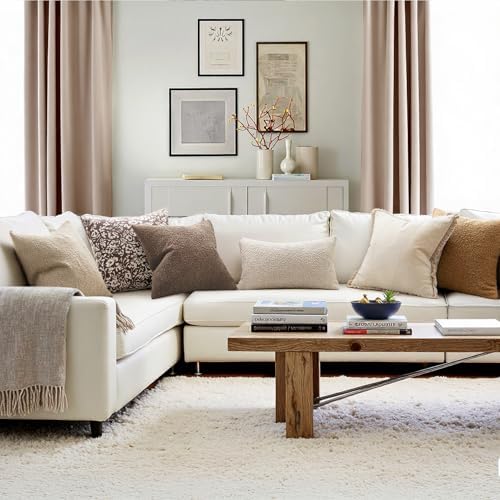 MIULEE 26x26 Decorative Euro Sham Boucle Couch Pillow Covers Light Brown - Image 4