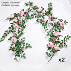2Pcs 6FT Bendable Rose Garland Bendable Artificial Roses Flowers Vine, Pink - Image 2