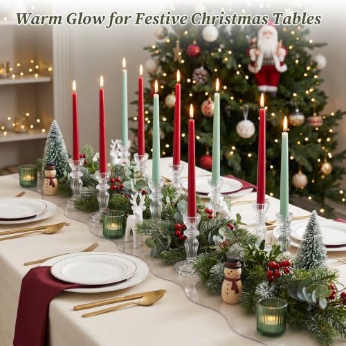 10 Pcs Clear Glass Taper Candle Holders Bulk Versatile Clear Glass Candlestick Holder Set of 10 Glass Candle Holder Candle Sticks Holder Decor for Holidays, Wedding, Birthday & Home Table Accents - Image 4
