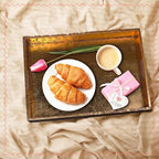 Mela Artisans Flourish Mango Wood Serving Tray - Distressed Gold, 16 in - Image 5