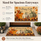 Happy Fall Pumpkin Decorative Front Door Mat, Autumn Maple Leaves - Image 2
