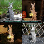 Solar Garden Statues Bunny Decor with LED Lights Home Decorations Outdoor Garden Rabbit Statue for Patio, Balcony, Yard, Lawn Ornament - Unique Housewarming Birthday Gifts for Women - Image 4