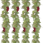 4PCS Artificial Grape Vines with Fruits, Greenery Leaf Garland Plant, 6.56Ft Fake Grapes Leaves for Indoor Outdoor Home Decoration Wedding Party Photo Wall Display by ArtificialPlants