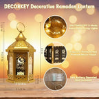 Ramadan Decorations for Home, 2 PCS 11''H Metal Decorative Candle Lantern for Tabletop Mantel Decor, Vintage EID Mubarak Lantern Candle Holders for Indoor Outdoor Decor Gift - Image 3
