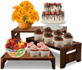 MRPAPA 3 Tier Cupcake Stand & Wood Display Risers,for Food Desserts Stand Perfume Organizer Funko POP Collections, Display Stand for Organizer and Decoration (Dark Brown-Display Riser) by MRPAPAMakeLifemoreEasy