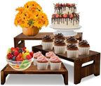 MRPAPA 3 Tier Cupcake Stand & Wood Display Risers,for Food Desserts Stand Perfume Organizer Funko POP Collections, Display Stand for Organizer and Decoration (Dark Brown-Display Riser) by MRPAPAMakeLifemoreEasy