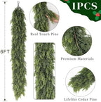 1PCS 6FT Lifelike Touch Artificial Cedar Garland for Mantle Christmas Decor - Image 5