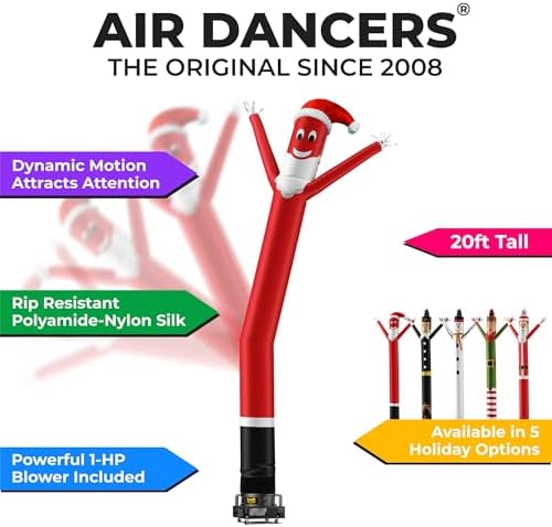 LookOurWay Air Dancers Inflatable Tube Man Attachment | 20ft Tall Set | Wacky Waving Christmas Inflatables Tube Guy | Blower Included | Outdoor Holiday decoration | Christmas Theme - Santa Disguise - Image 2