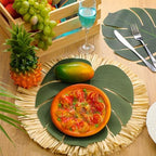 24pcs Luau Placemats and Palm Placemat, Round Luau Fringe Place Mats Tropical Palm Leaf Place Mats Bulk Summer Hawaiian Plate Chargers Table Placemats Tropical Party Supplies - Image 4