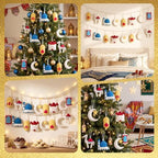 HunnmingRe 16 Pcs Ramadan Tree Ornaments 3D Felt Eid Mubarak Hanging Ornaments Ramadan Islamic Moon Star Castle Lantern Decorations for Holiday Party Door Home Wall Mantel Arts Crafts Gifts - Image 5