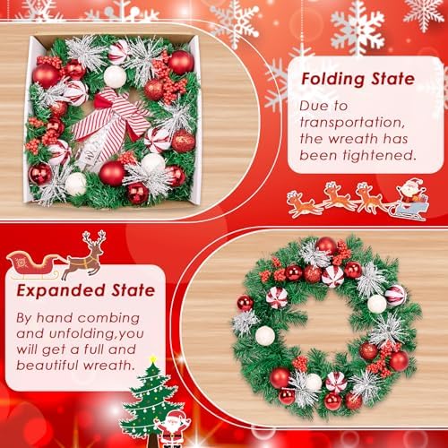 Christmas Wreaths for Front Door Decor Flower, 20" Peppermint - Image 6