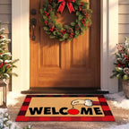 Tinideya 2 Pcs Christmas Door Mat Outdoor Layered Red and Black Welcome Mat - Image 4