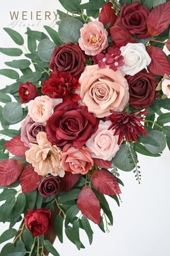 Artificial Wedding Arch Flowers Kit(Pack of 2) for Wedding Arch, Bridal Shower, Ceremony and Reception Backdrop Decoration (Cream red) - Image 6