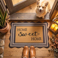 Thenshop 2 Pcs Layered Welcome Mat Set, Coir Scalloped Doormat, Sweet Home by Thenshop