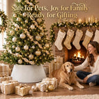 Skylety Creamy White Velvet Christmas Tree Collar 24‘’ Tree Base Cover - Image 5