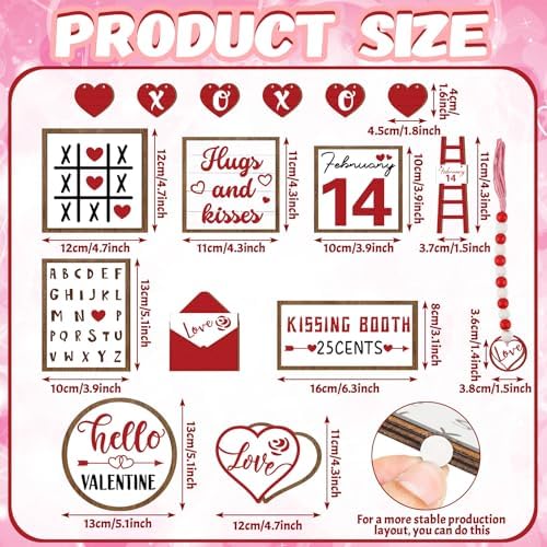 14 Pcs Halloween Tiered Tray Decor Set, Gnome Wood Table Signs (Heart) - Image 3