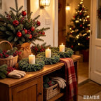 6 Pcs Mini Christmas Candle Ring Wreaths Artificial Pillar Candle Holder Wreath Frosted Cypress Foliage Greenery Wreath for Rustic Farmhouse Xmas Winter Holiday Table Wall Window Decor - Image 4