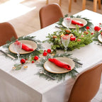 Christmas Pine Needles Placemats Set of 6 Artificial Wreath Charger - Image 5