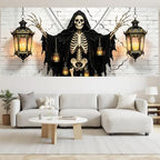 7x16FT Skull Lamp Halloween Garage Door Banner Skeleton Witch Happy Hallowen Garage Door Cover Decoration for Hallowen Decoration - Image 6