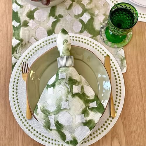 Bodrum Pearls Round Embroidered Placemats Set of 4 – 15" Elegant Table Mats for Dining, Weddings & Special Occasions, Decorative, Wipe-Clean Vinyl Placemats, Antique White/Willow - Image 4