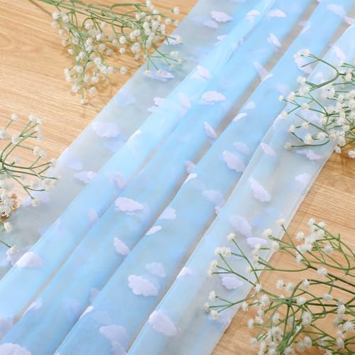 8 Pcs Blue Sky White Cloud Table Runner 29 x 70 in Cloud Decor - Image 3