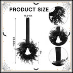 Dingion 6 Pcs 6 Inch Mini Halloween Cabinet Wreaths Black Wreath with Bow - Image 2