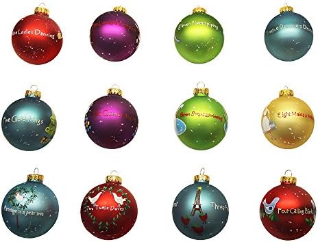 Kurt Adler Twelve Days of Christmas Ball Ornament, 65mm, Set of 12 - Image 3
