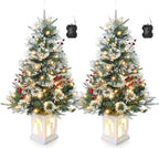 3ft Prelit Snow Flocked Christmas Tree with Light Up White Snowman Box Base by GaoMon