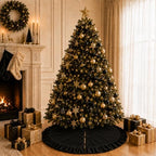 Velvet Christmas Tree Skirt Black 60 inch Ruffled Holiday Tree Skirt for Rustic Xmas Tree Decoration - Image 7