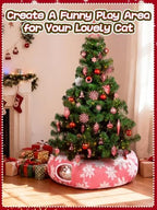Cat Tunnel Christmas Tree Skirt for 5-7.5ft Trees - Prevent Christmas Tree Falling, Snowflake Patterns Warm Soft Cat Tube Bed with Anti-Slip Mat - Image 7