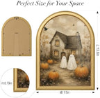 Wheatwin Halloween Wall Art, Vintage Arched Gold Framed Wall Art Ghosts - Image 3