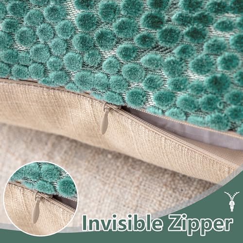 FIFU 22x22 Inch Throw Pillow Covers Set of 2, Jacquard Velvet, Teal Green - Image 4