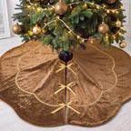 Blueweenly Brown Velvet Christmas Tree Skirt 48 in Vintage Tree Skirt - Image 7